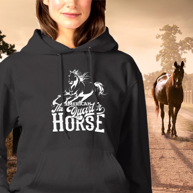 Camiseta Cavalo Quarto Americano Cowgirl selvagem oeste oes (American quarter horse Cowgirl wild west western Hoodie)