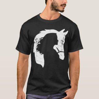 Camiseta Cavalo Retro Jovem Mulher Com Cavalo Ama Cavalo