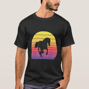 Camiseta Cavalo Retro Vintage Desgastado 60s 70s Pôr do Sol