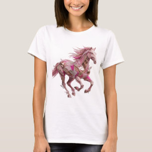 Camiseta Cavalo Rosa Prateado Jovial Design Moderno