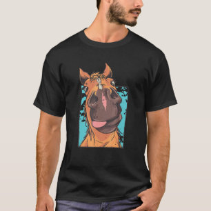 Camiseta Cavalo Rosto Close Up Engraçado Rosto de Cavalo