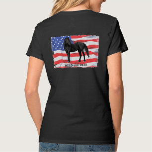 Camiseta Cavalo selvagem americano selvagem & livre V -