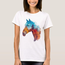 Camiseta Cavalo Surreal na Floresta do outono