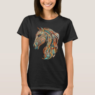 Camiseta Cavalo Tribal Abstrato Nativo Americano Geométrico