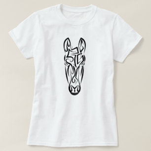 Camiseta Cavalo Tribal Negro e Branco