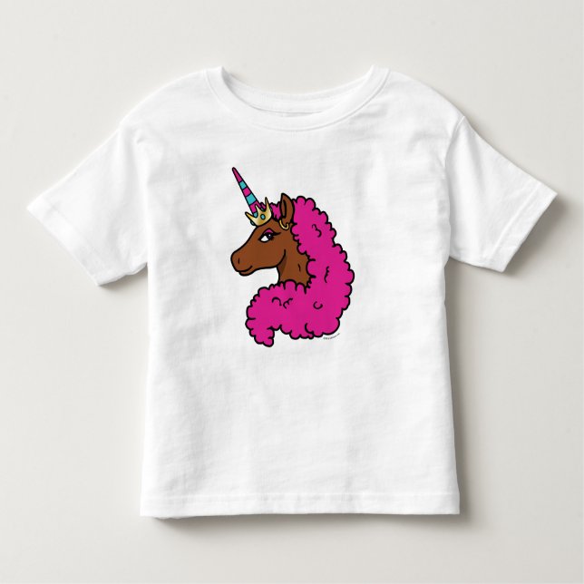 Camiseta Cavalo Unicórnio Afro Rosa Quente (Frente)