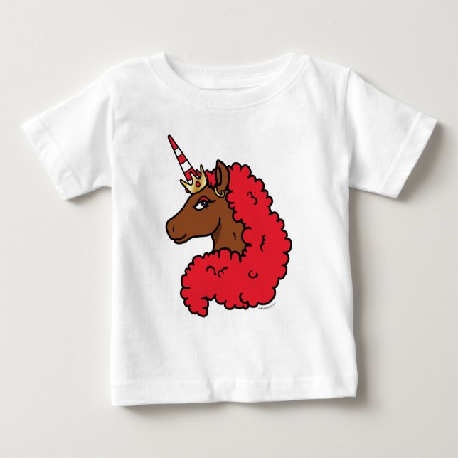 Camiseta Cavalo Unicórnio Afro Vermelho (Frente)