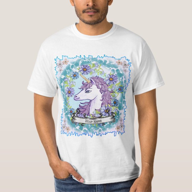 Camiseta Cavalo Unicórnio Blue Daisy   (Frente)