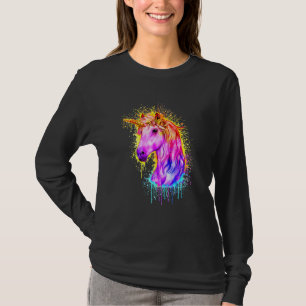 Camiseta Cavalo Unicórnio Colorida Arco-Íris Cute Mulher Co