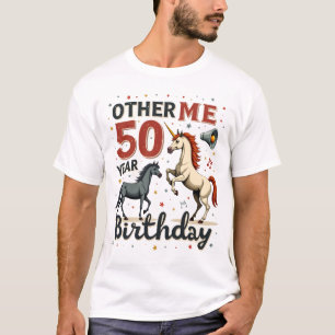Camiseta Cavalo Unicórnio Engraçado de 50 Anos de Idade Grá