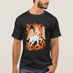 Camiseta Cavalo Unicórnio Voador Fogo Fantasia Colorido