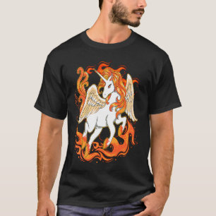 Camiseta Cavalo Unicórnio Voador Fogo Fantasia Colorido