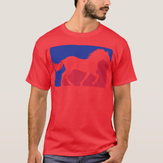Camiseta Cavalo vermelho azul esporte amigo