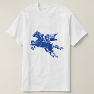 Camiseta Cavalo Voador - Camisa-T Marinho Azul e Branca