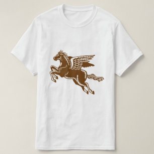 Camiseta Cavalo Voador - Castanho-da-Noz e Camisa-branca