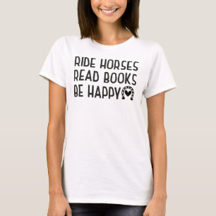 Camiseta Cavalos a cavalo leem livros felizes Engraçado Pão