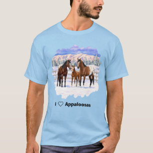 Camiseta Cavalos Appaloosa De Baía Castanha Em Neve
