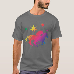 Camiseta Cavalos arco-íris