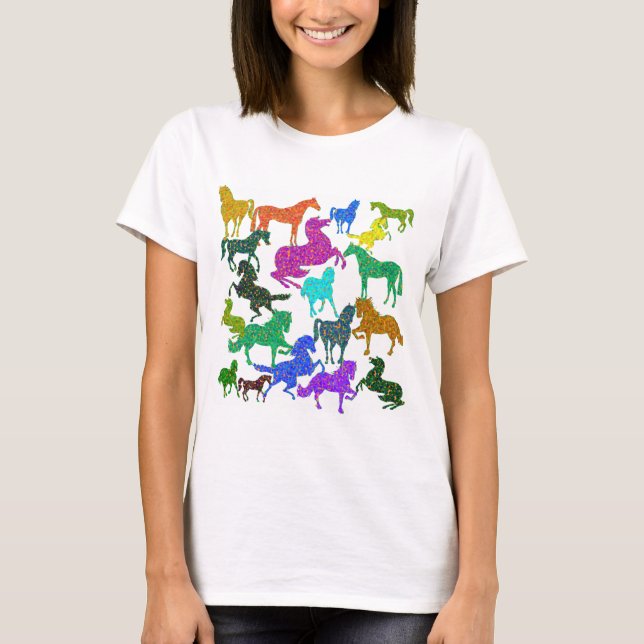 Camiseta Cavalos Arco-Íris - "Dotty sobre Cavalos!" (Frente)
