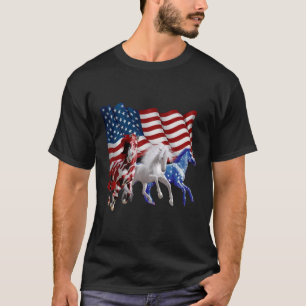 Camiseta Cavalos - Bandeira Americana