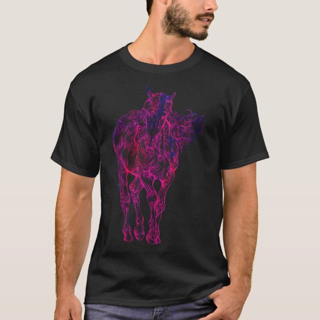 Camiseta Cavalos Cavalos do Cavalo Sobrevoo Presente Galope (Frente)