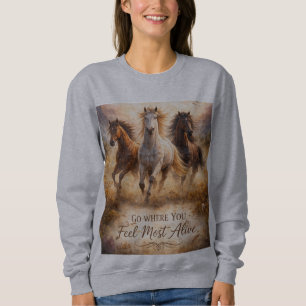 Camiseta Cavalos correndo com espírito selvagem Gráfico Fem