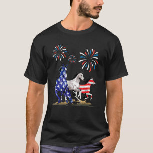 Camiseta Cavalos Correndo Com Fogos de Artifício Feliz Inde