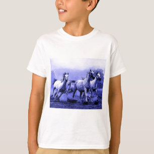 Camiseta Cavalos correndo e luz azul