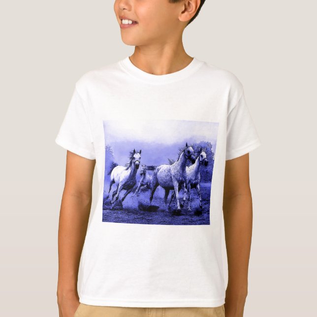 Camiseta Cavalos correndo e luz azul (Frente)