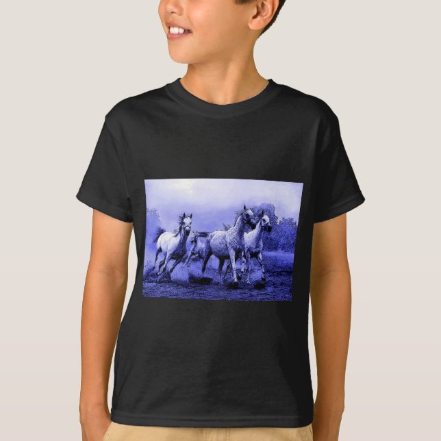 Camiseta Cavalos correndo e luz azul (Frente)