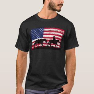 CAMISETA CAVALOS DA BANDEIRA AMERICANA PATRIÓTICO DIVERSÃO