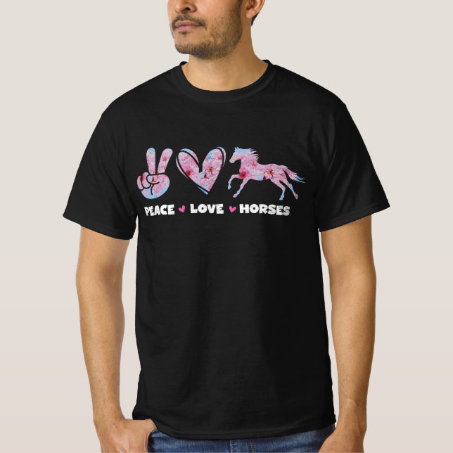 Camiseta Cavalos de Amor pela Paz Cavalo Foguete Lover H (Frente)