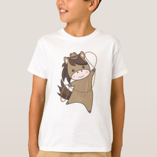 Camiseta Cavalos de Cowboy Bovinos Laço-Cavalo-Oeste