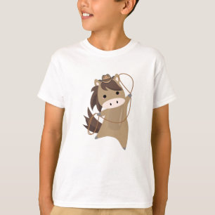 Camiseta Cavalos de Cowboy Bovinos Laço-Cavalo-Oeste