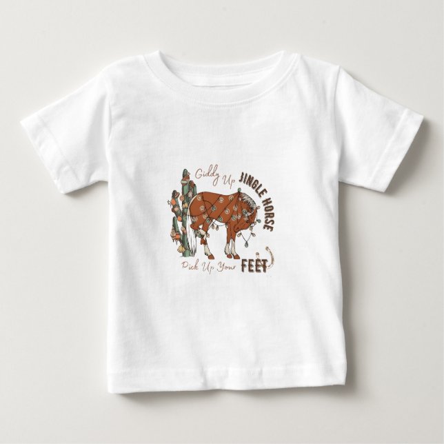Camiseta Cavalos de Jingle Apanham Seus Pés De Natal (Frente)