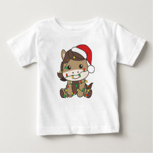 Camiseta Cavalos de Natal, Animais de inverno, Cavalos de F