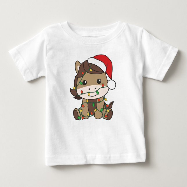 Camiseta Cavalos de Natal, Animais de inverno, Cavalos de F (Frente)