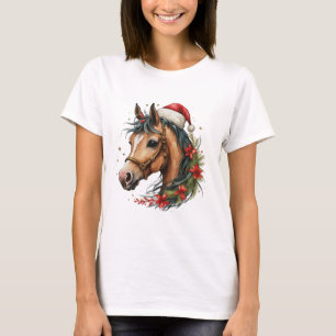 Camiseta Cavalos de Natal da Feliz de Natal