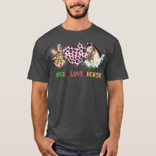 Camiseta Cavalos do Amor pela Paz Cavalo Floral do Leopardo