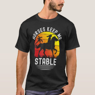 Camiseta Cavalos do Pôr do Sol Retro Me Mantêm Estável Cava