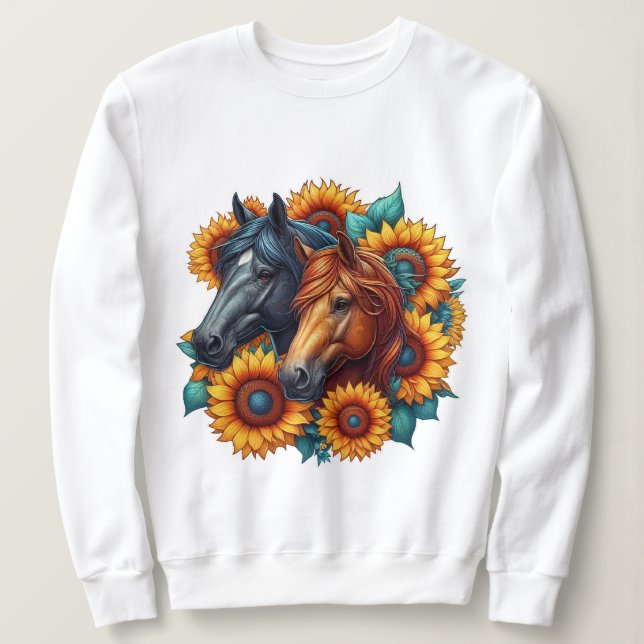 Camiseta Cavalos e girassóis (Frente do Design)