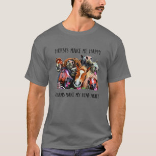 Camiseta Cavalos Engraçados Me Fazem Feliz Ser Humano Faz