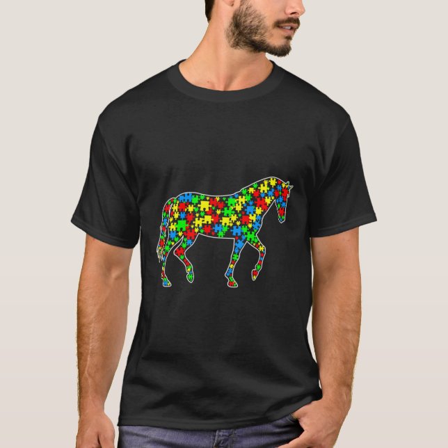 Camiseta Cavalos Engraçados Quebra-cabeça animais conscient (Frente)