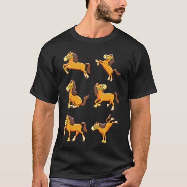 Camiseta Cavalos equinos bonitinhos com presentes de presen (Frente)