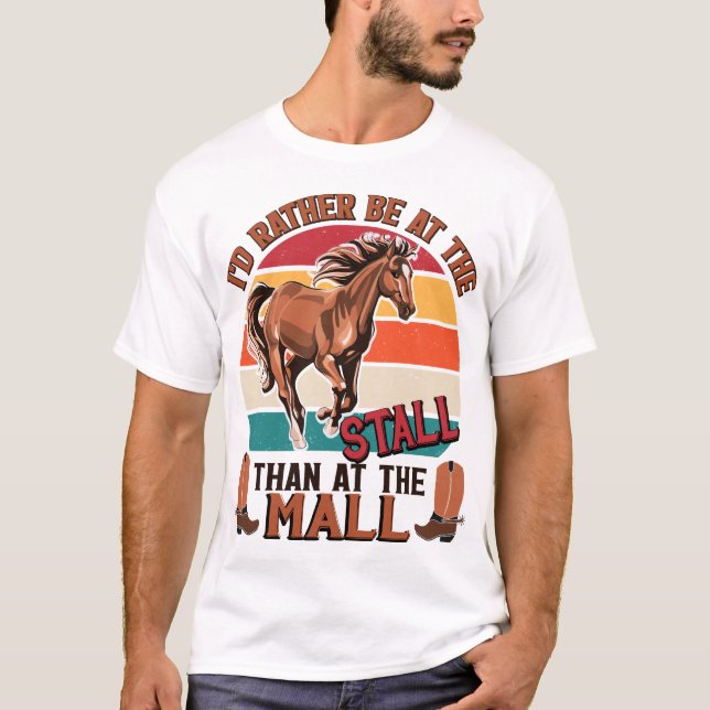 Camiseta Cavalos, Eu Preferencialmente No Stall Divertido T (Frente)