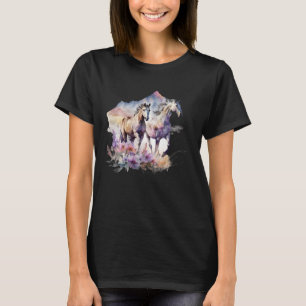 Camiseta Cavalos Flores Selvagem Crina Boho Ocidental Sul V