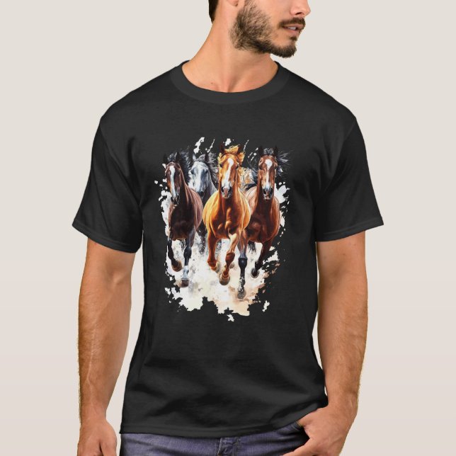 Camiseta Cavalos Galopando Cavalgar Equestre (Frente)