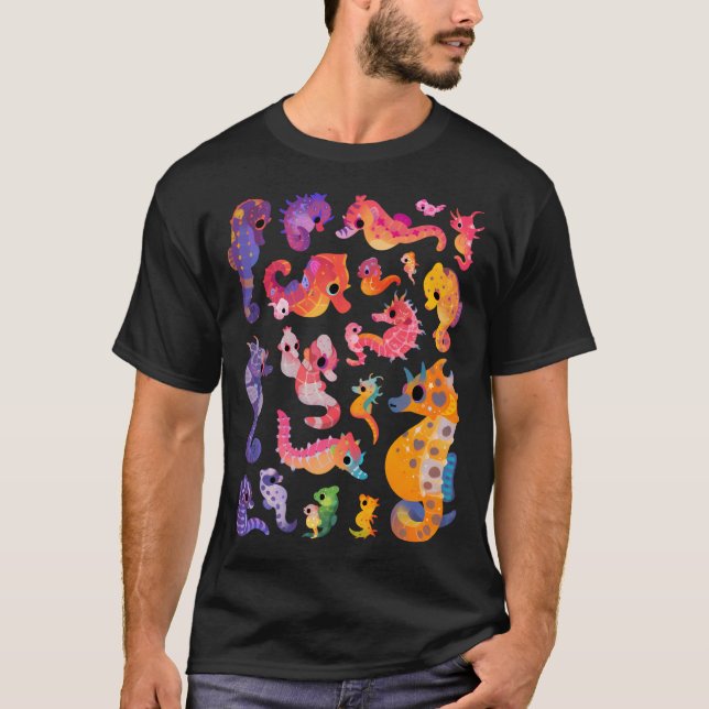 Camiseta Cavalos-marinhos - escuros (Frente)
