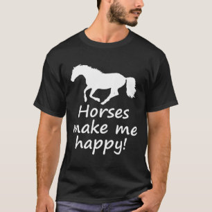 Camiseta Cavalos Me Fazem Feliz Cavalo Bonito Andando