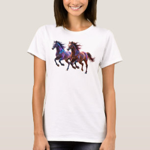 Camiseta Cavalos Místicos Neon Galácticos em Parelha Fantas